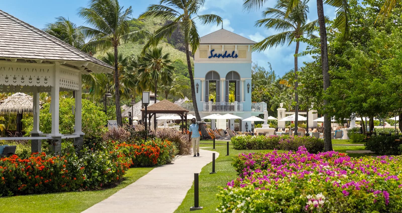 Lush tropical grounds at Sandals Grande St. Lucian