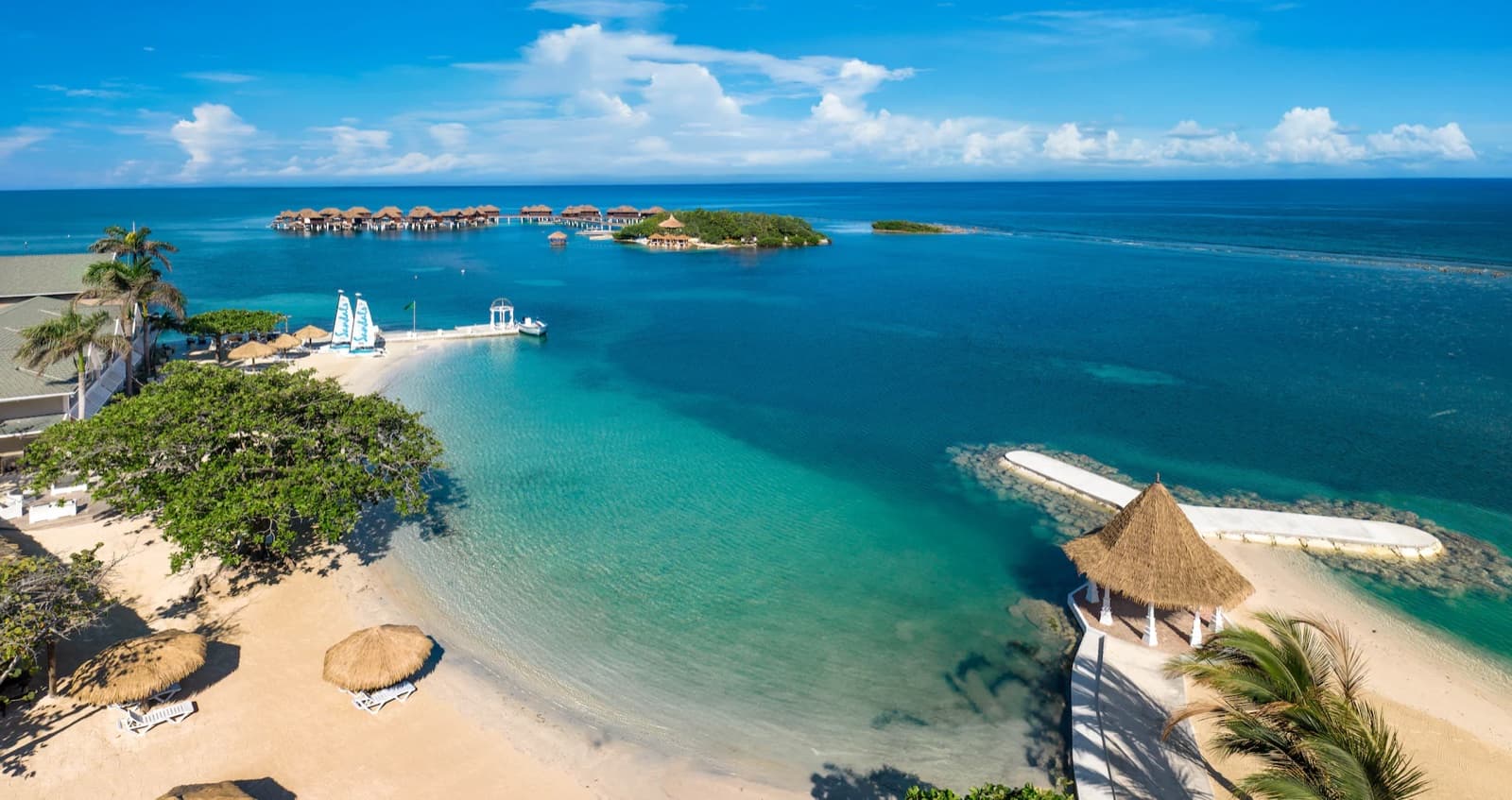 Catamarans and gazebo at Sandals Royal Caribbean