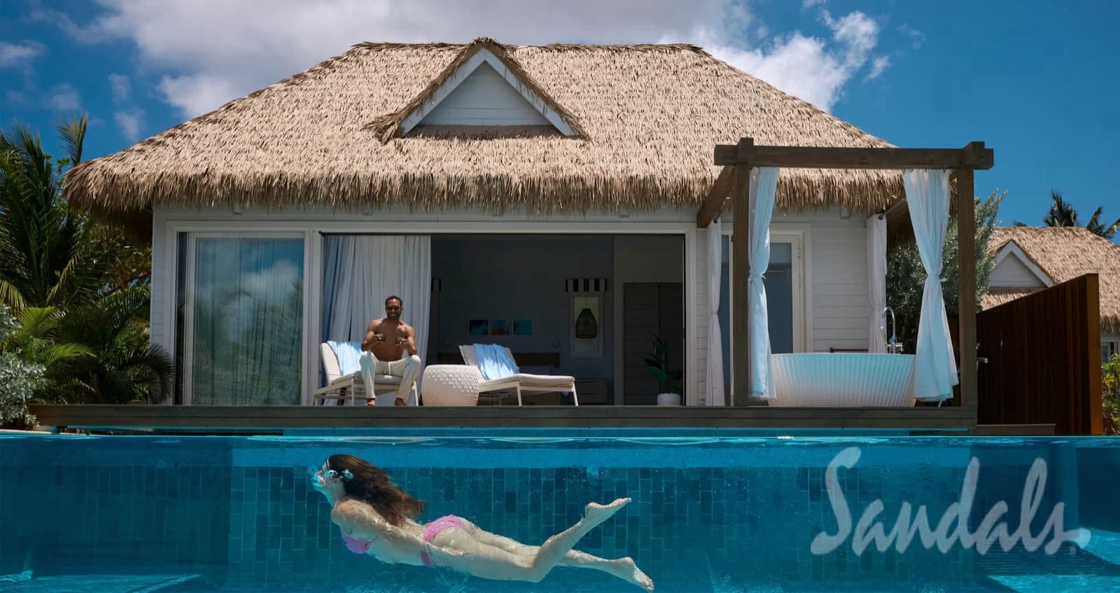 An Awa Seaside Bungalow with its private infinity pool over the water