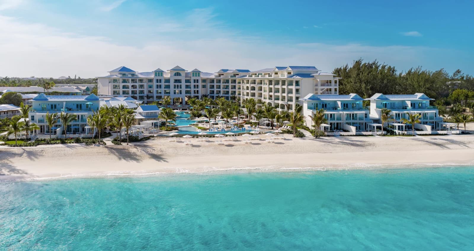 Aerial view of a Beaches resort and white-sand bay