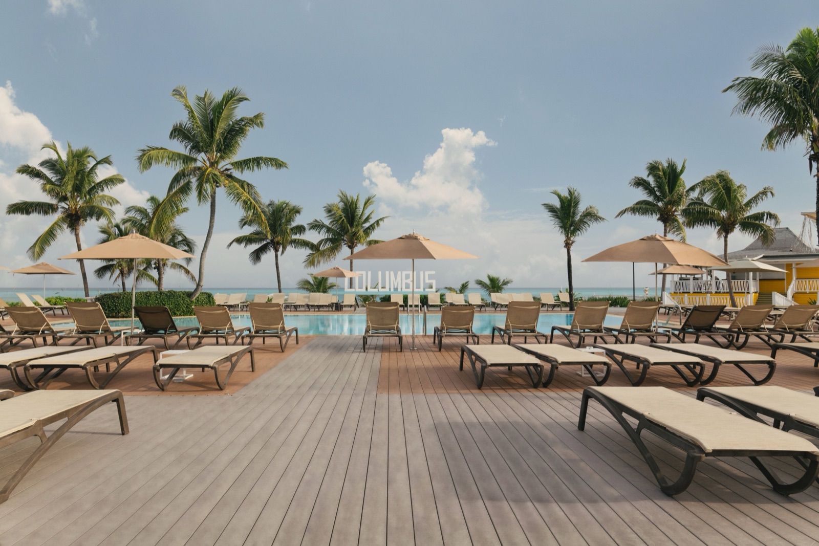The palm-lined pool at Club Med Columbus Isle